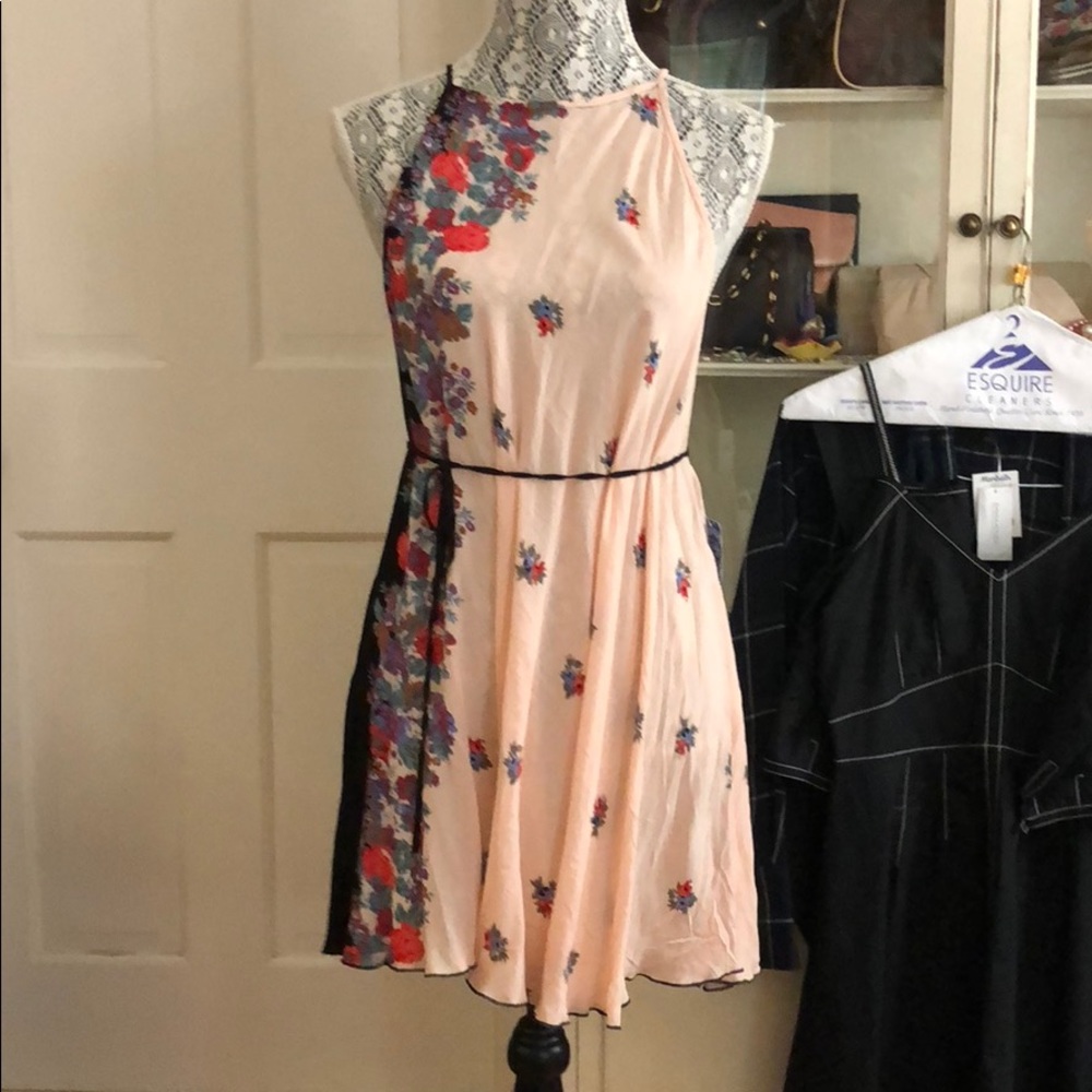 Free People sz M floral slip dress with tie NWT